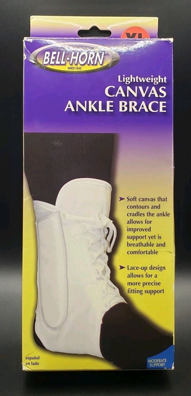 Bell-Horn Since 1842 Lightweight Lace-up Ankle Brace White Large Sealed New W/T!